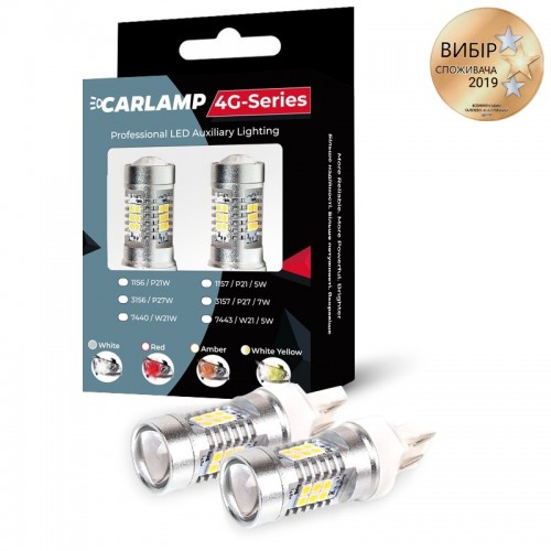 Светодиодные лед лампочки W21W T20 Carlamp 4G-Series (4G21/7440Red)